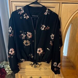 Who What Wear Black Floral Bomber Jacket